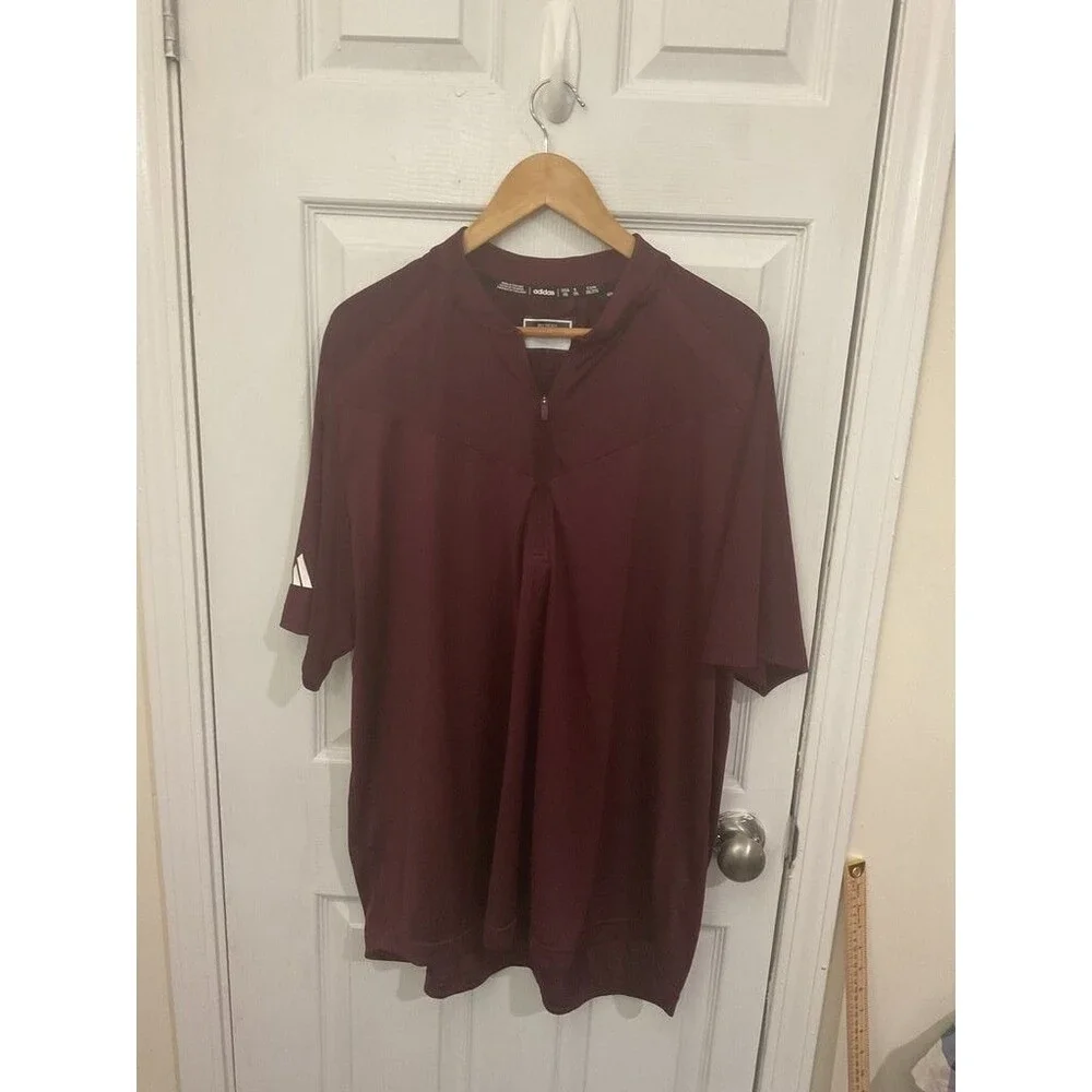 Adidas Men's Burgundy Polo Shirt Size 2XL 1/4 Zip